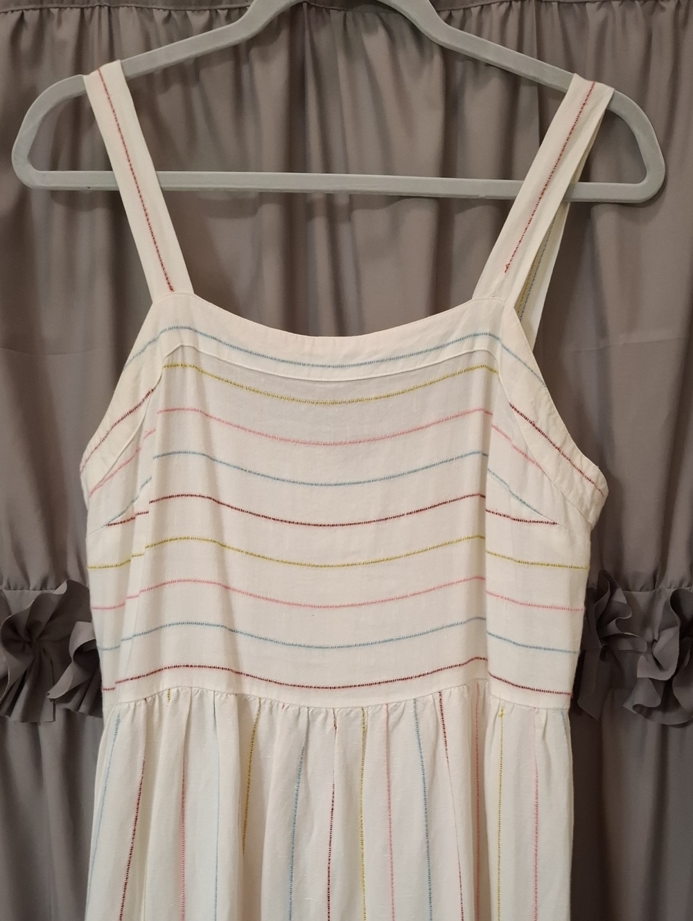 LOFT Cream Sundress with Multicolor Stripes